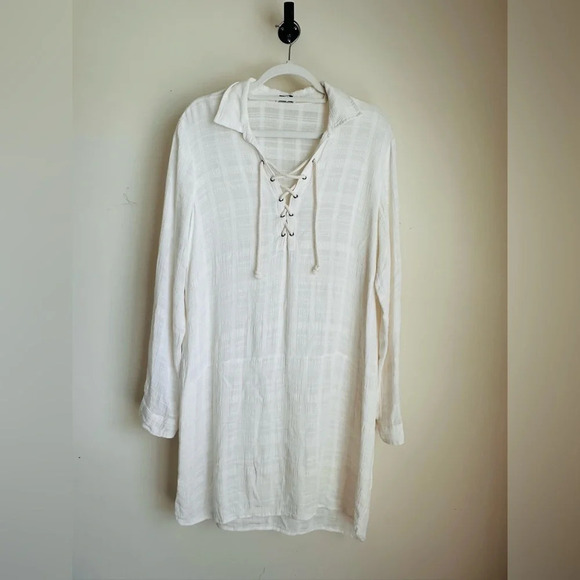 Splendid Sandbar Stripe Lace Up Dress in Natural - Size M - Picture 3 of 12